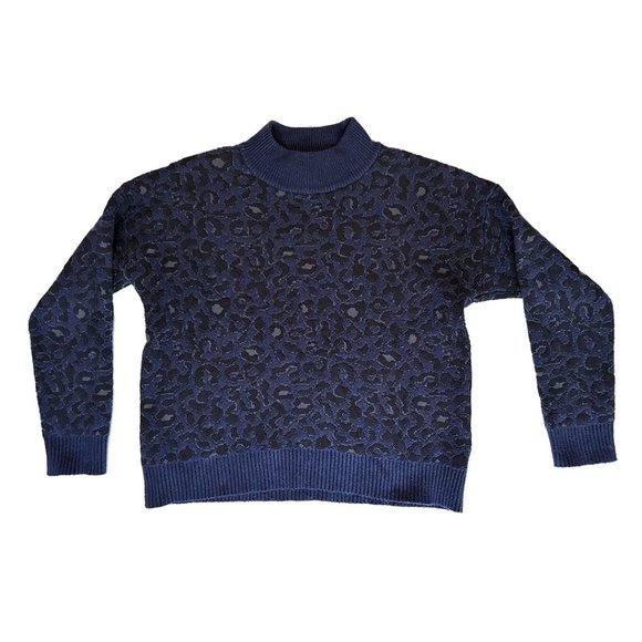 Universal Thread Sweater Leopard Print Blue Black (Size Medium) - Picture 2 of 7